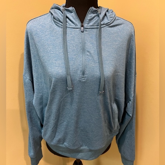 GAP Fit Cropped 1/4‎ Zip Hooded Sweatshirt - Picture 1 of 5